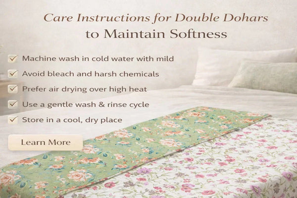 What are the care instructions for double dohars to maintain softness?