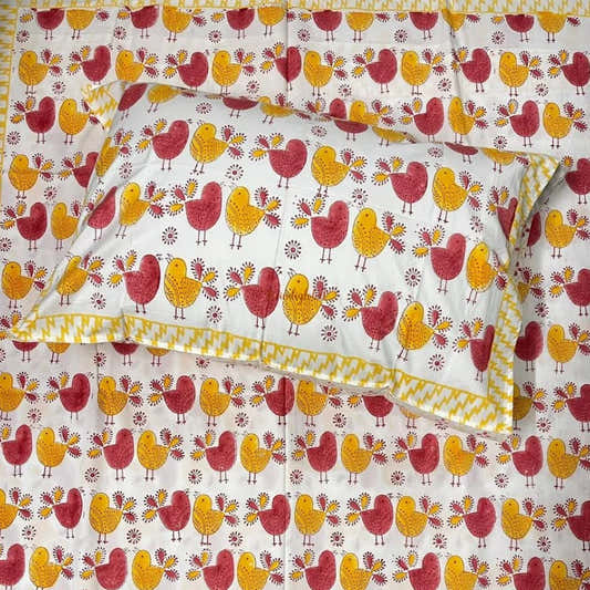 Handblock Soft Cotton Kids Bedsheet