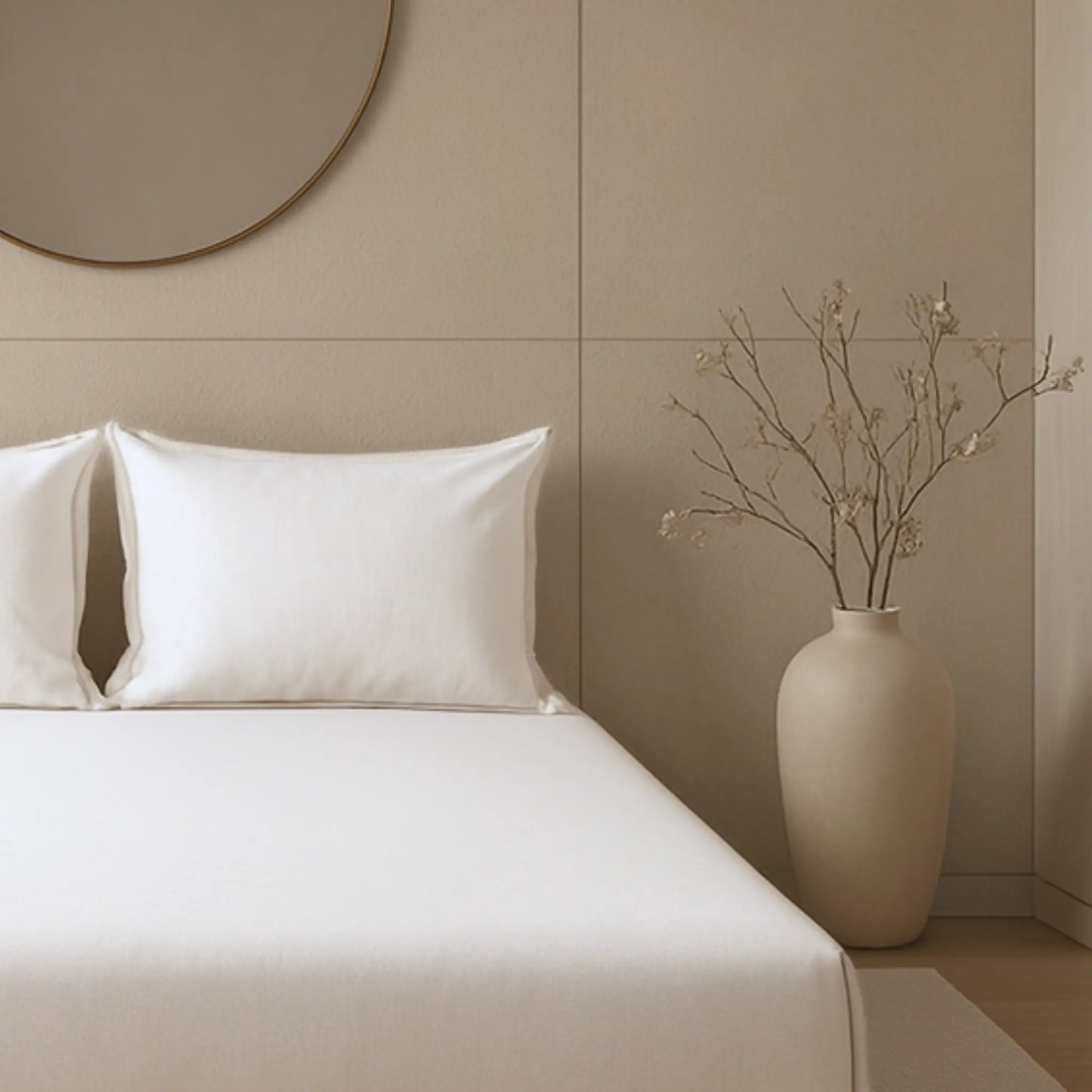Off White 400TC Percale 100% Cotton Bedsheet Set with Pillow Covers
