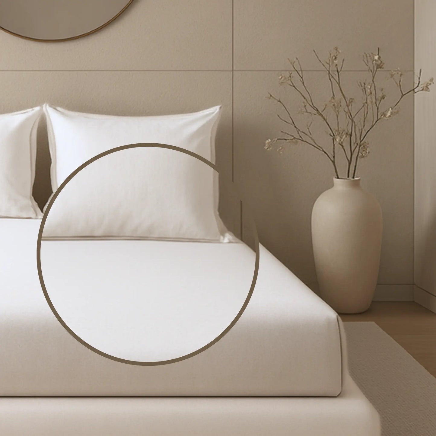 Off White 400TC Percale 100% Cotton Bedsheet Set with Pillow Covers