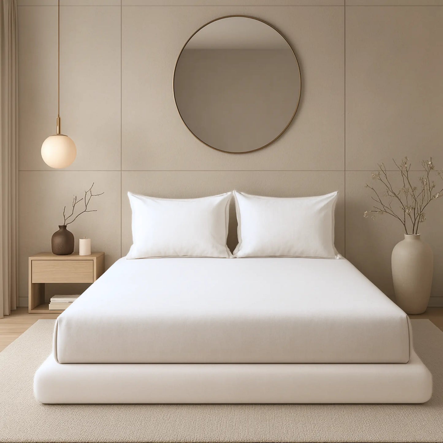 Off White 400TC Percale 100% Cotton Bedsheet Set with Pillow Covers