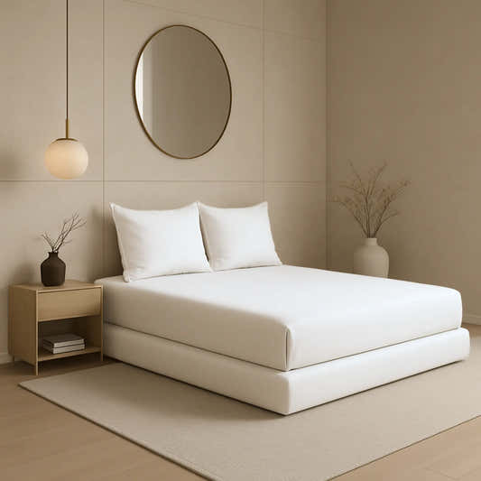 Off White 400TC Percale 100% Cotton Bedsheet Set with Pillow Covers