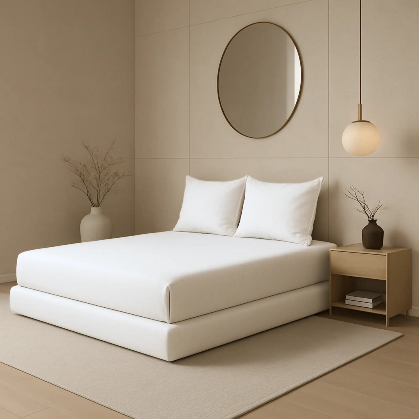 Off White 400TC Percale 100% Cotton Bedsheet Set with Pillow Covers
