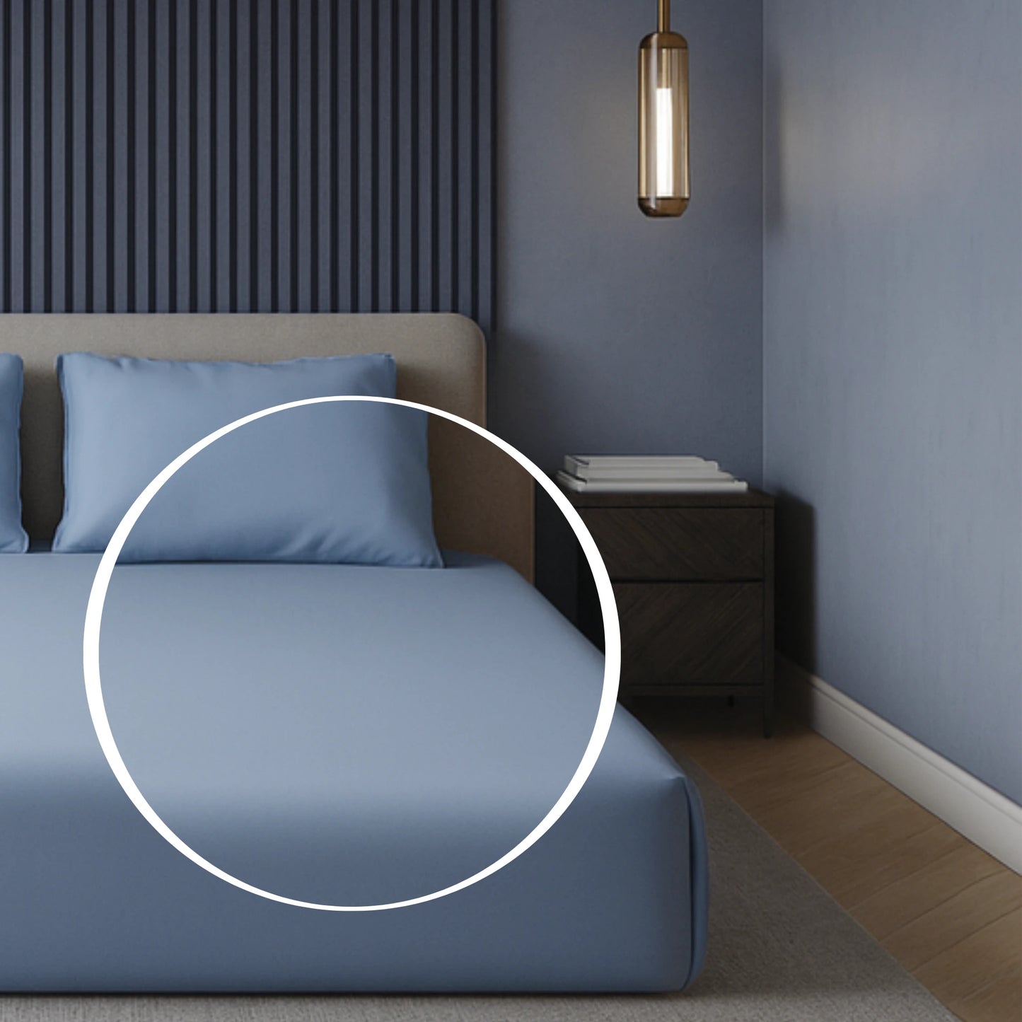 Blue 400TC Percale 100% Cotton Bedsheet Set with Pillow Covers