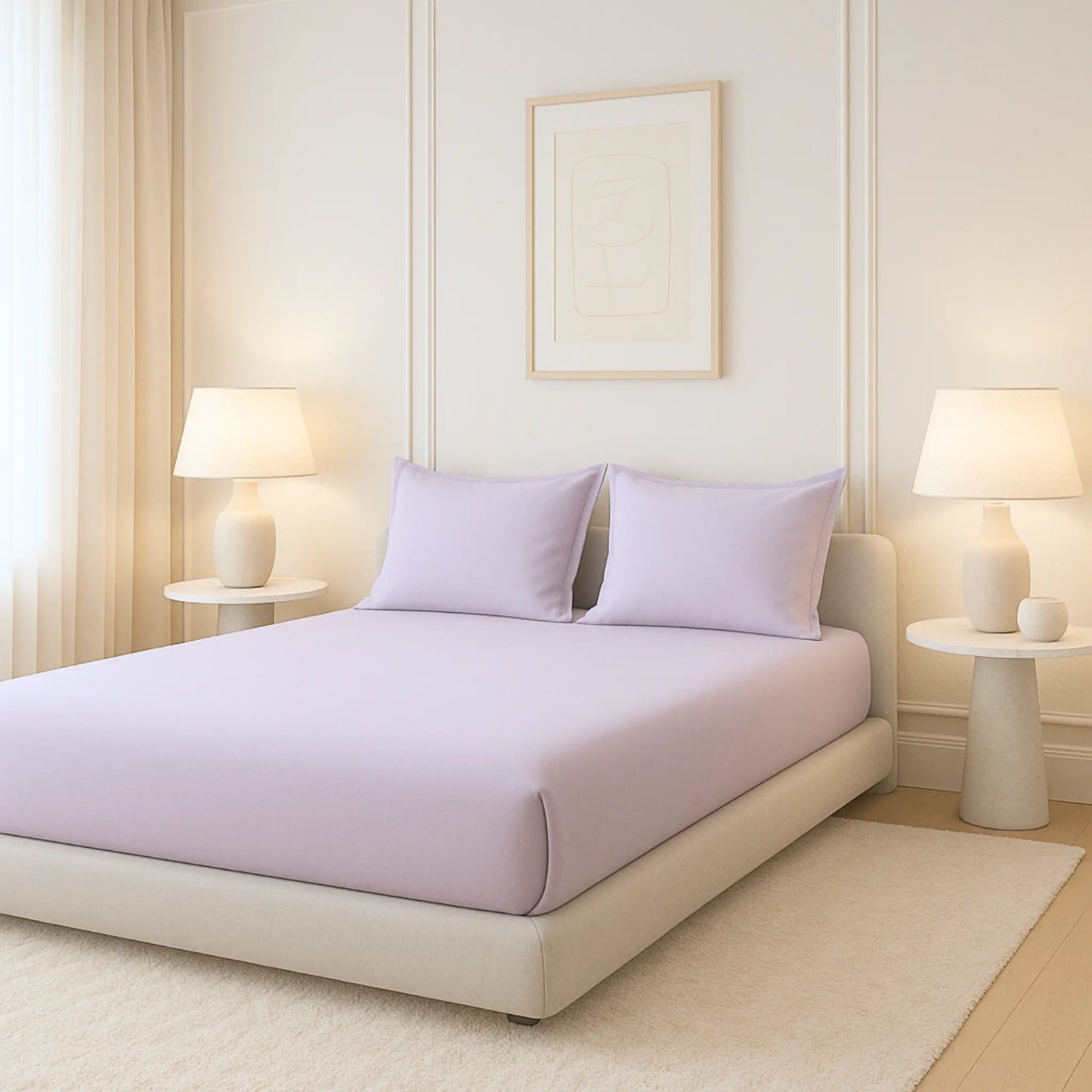 Lavender 400TC Percale 100% Cotton Bedsheet Set with Pillow Covers