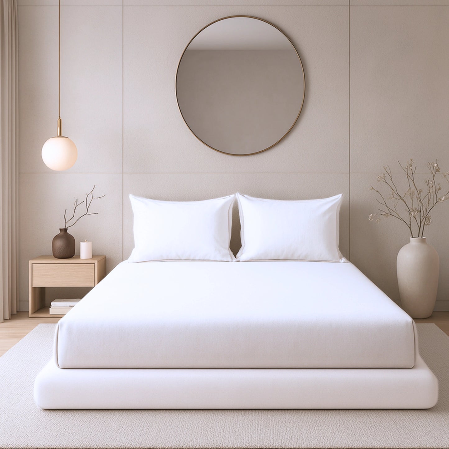 White 400TC Percale 100% Cotton Bedsheet Set with Pillow Covers