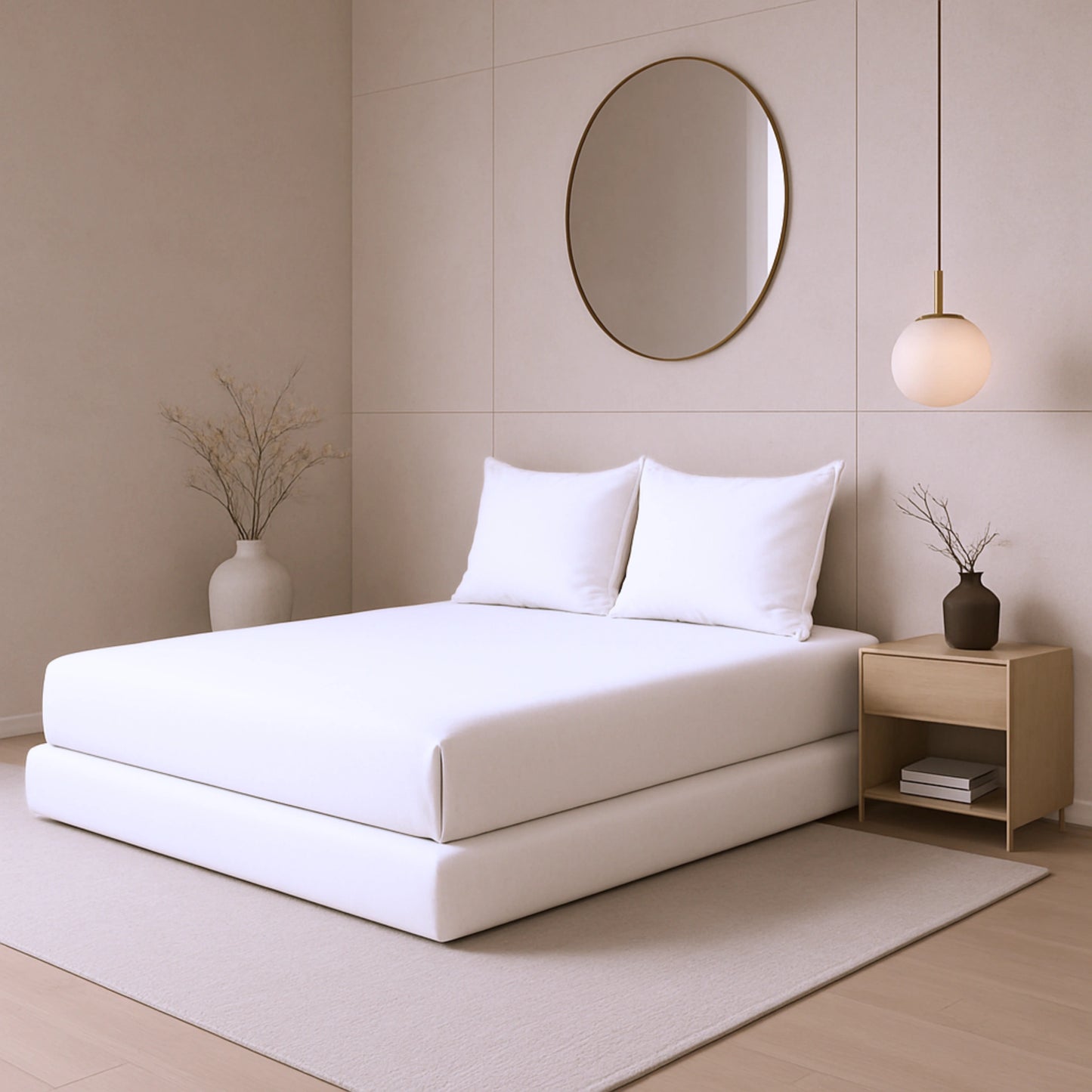 White 400TC Percale 100% Cotton Bedsheet Set with Pillow Covers
