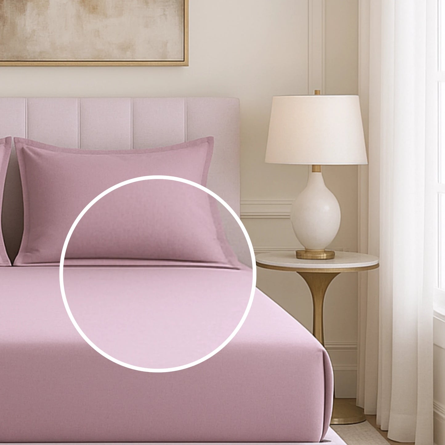 Pink 400TC Percale 100% Cotton Bedsheet Set with Pillow Covers