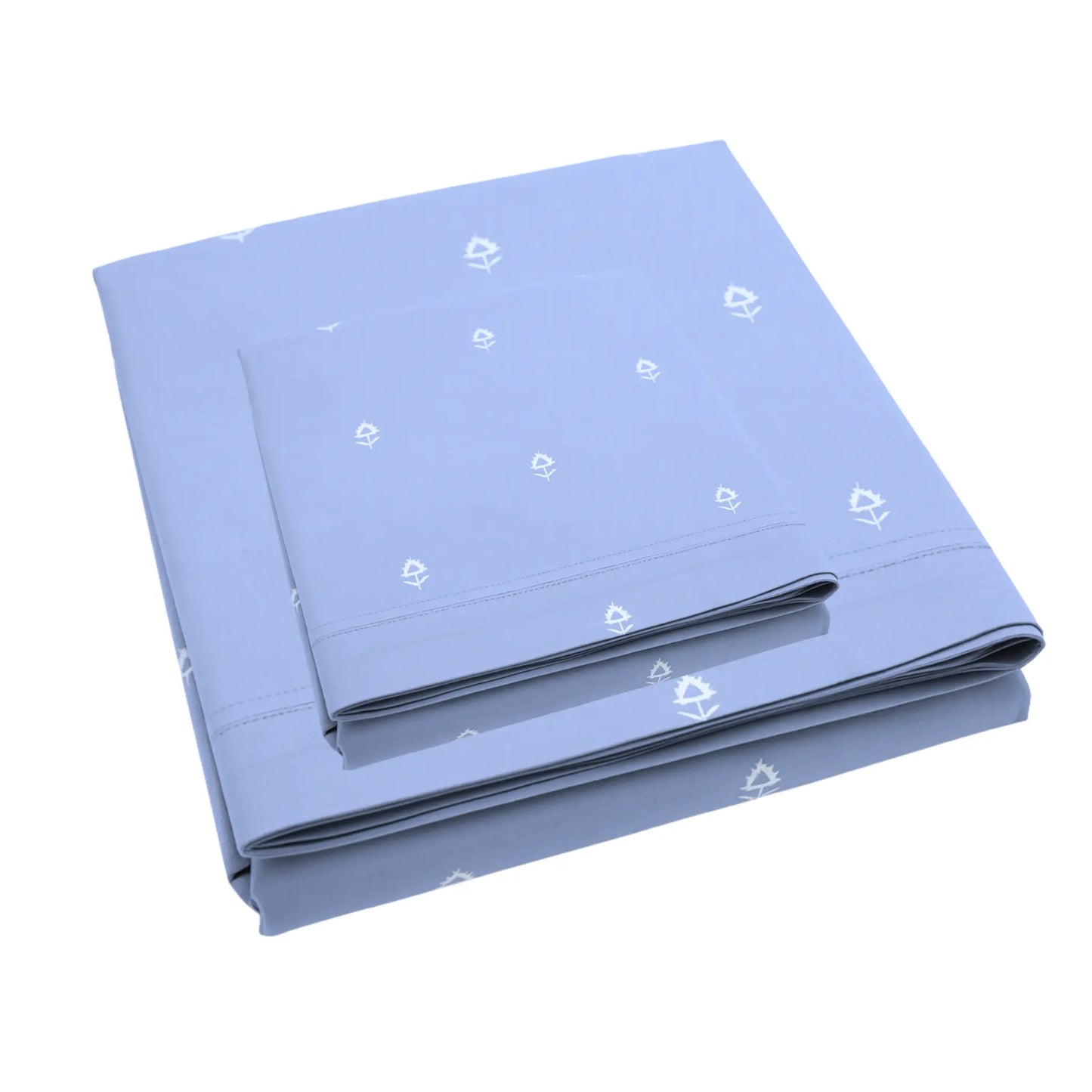 Blue 400TC Percale Hand Embroidered 100% Cotton Bedsheet