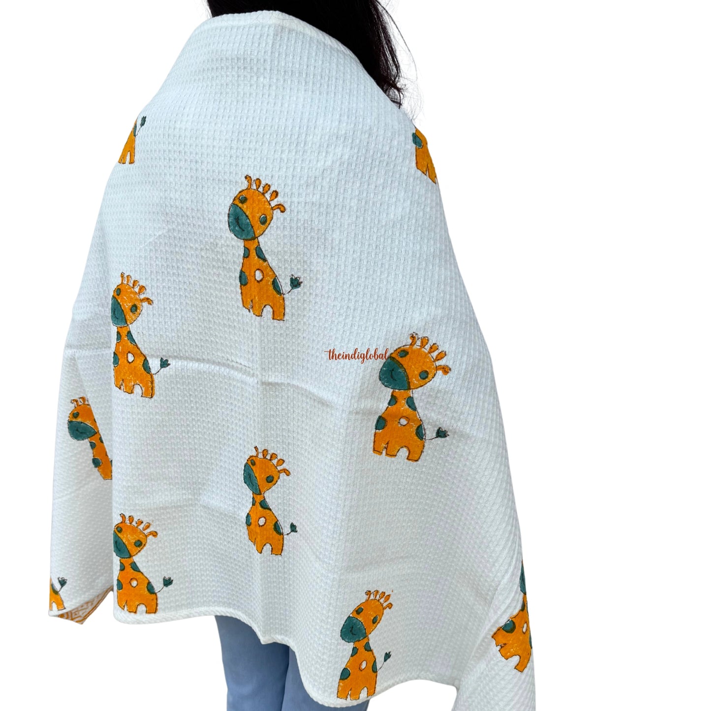 Hand Block Printed Kids Cotton Bath Towel Yellow