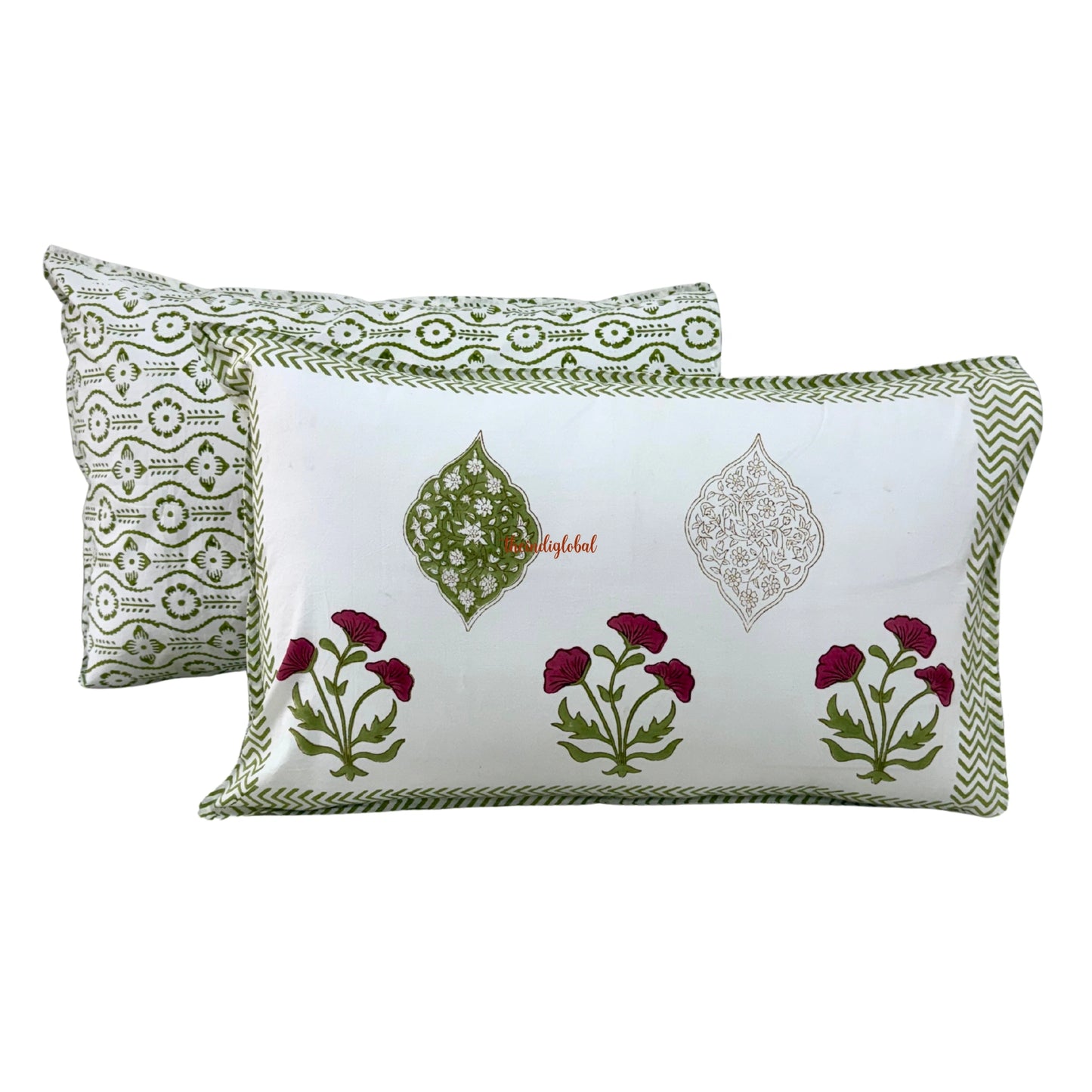 Ramya Hand Block Soft Cotton Bedsheet with 2 Pillow Covers Mughal
