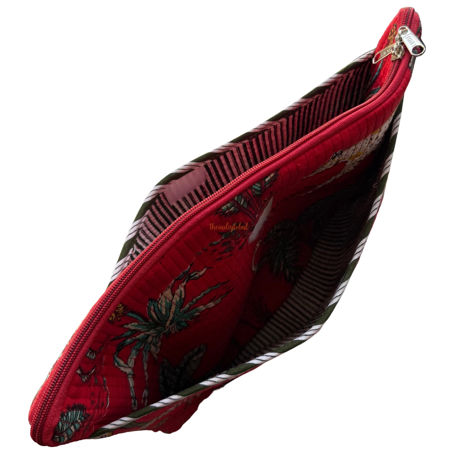 Hand block Quilted Cotton Laptop Sleeve 14 Inch Red