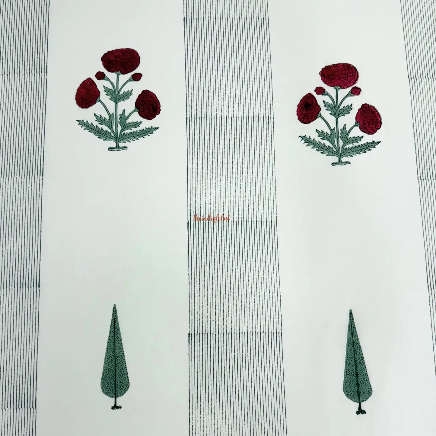 Ramya Hand Block Soft Cotton Bedsheet with 2 Pillow Covers 108*108 inches Gulab