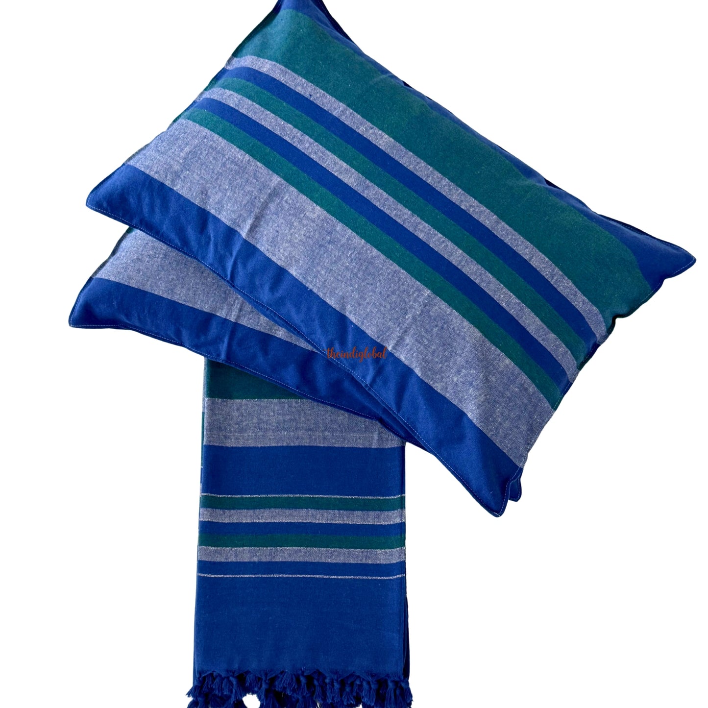 Handloom Cotton Bedsheet with Pillow Covers Blue