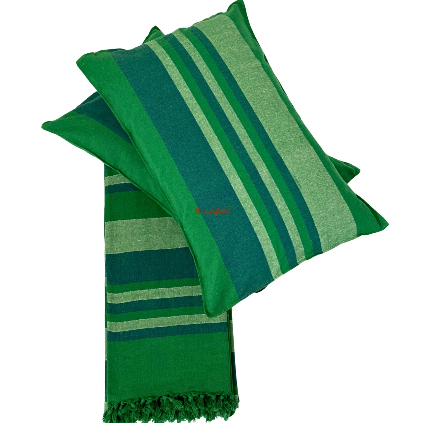 Handloom Cotton Bedsheet with Pillow Covers Green