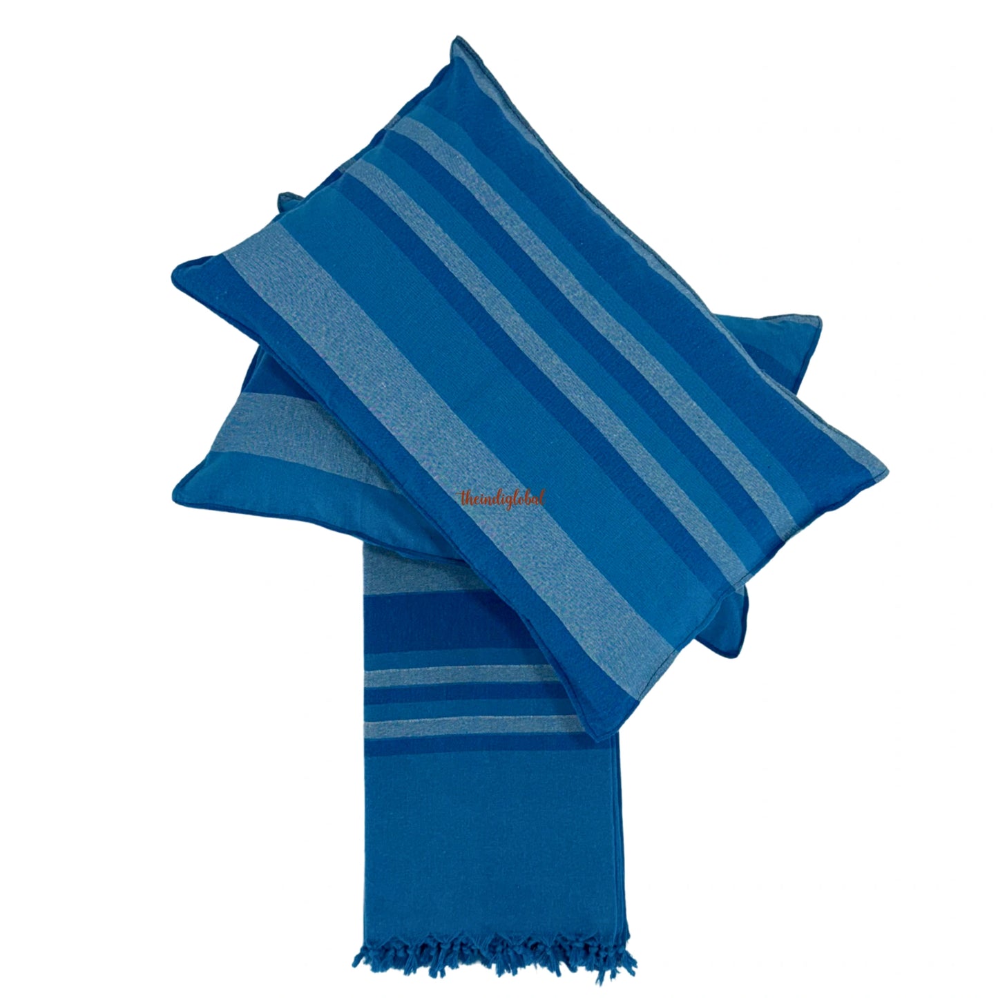 Handloom Cotton Bedsheet with Pillow Covers Sky Blue