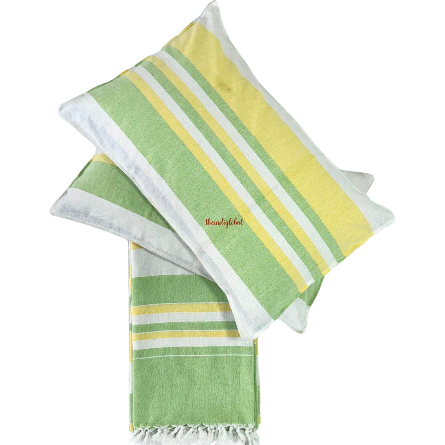 Handloom Cotton Bedsheet with Pillow Covers Lemon