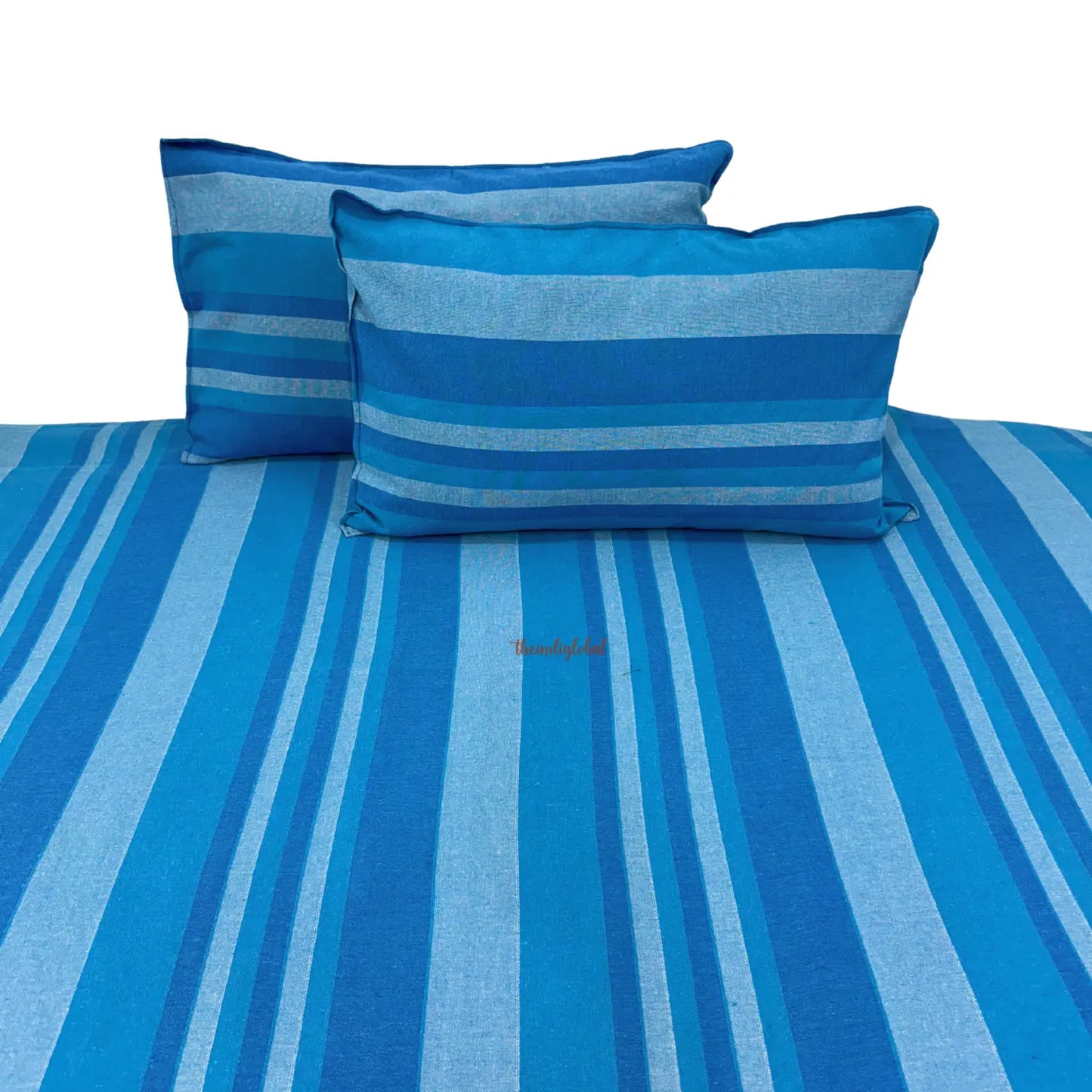 Handloom Cotton Bedcover with Pillow Covers Sky Blue