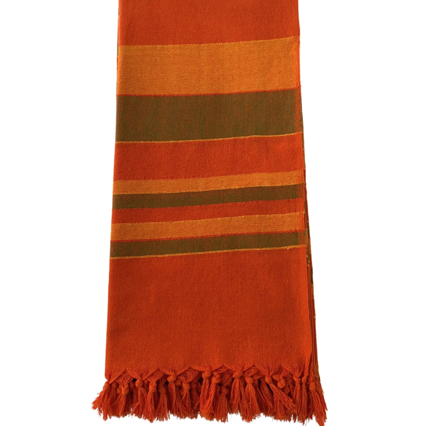 Handloom Cotton Bedsheet with Two Pillow Covers King Size Orange