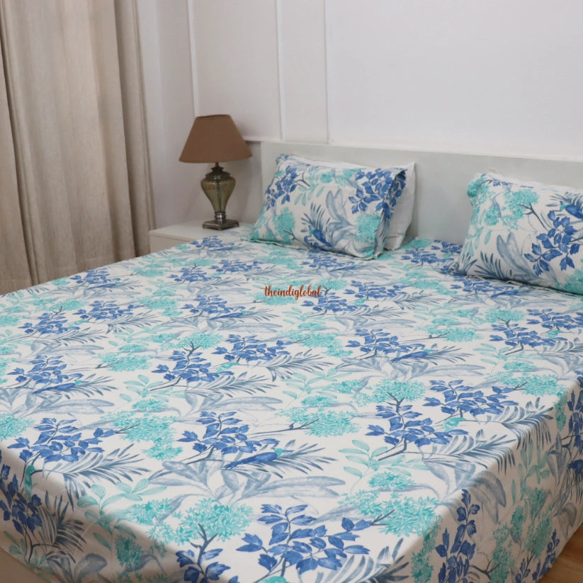 Homi Cotton Bedsheets for King Size with Two Matching Pillow Covers