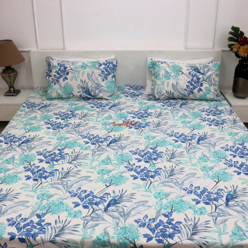 Homi Cotton Bedsheets for King Size with Two Matching Pillow Covers
