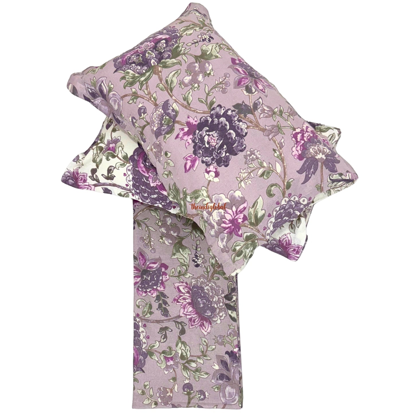 Homi Hand Block Cotton Bedsheet Purple