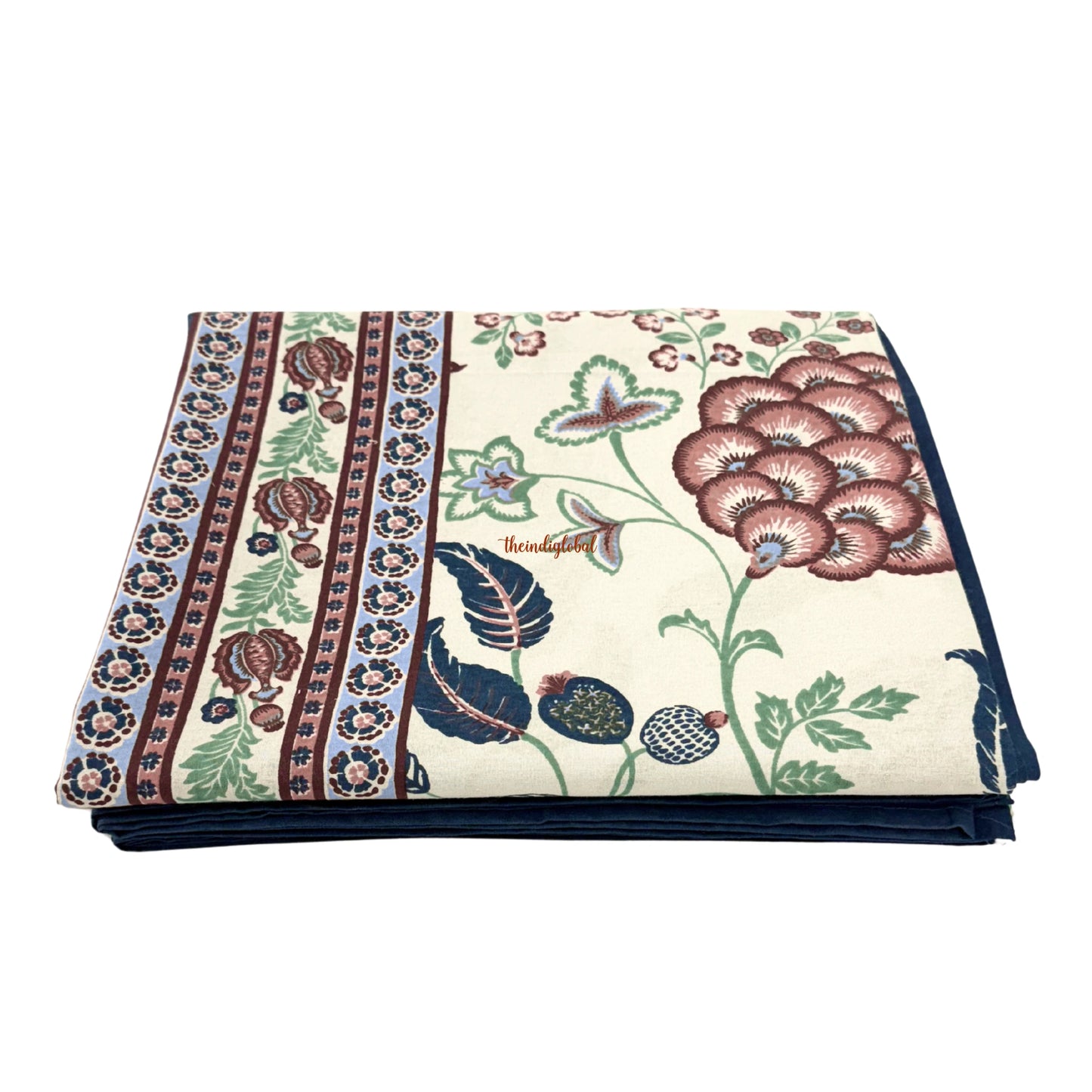 Homi Cotton Bedsheet with Pillow Covers Blue Brown