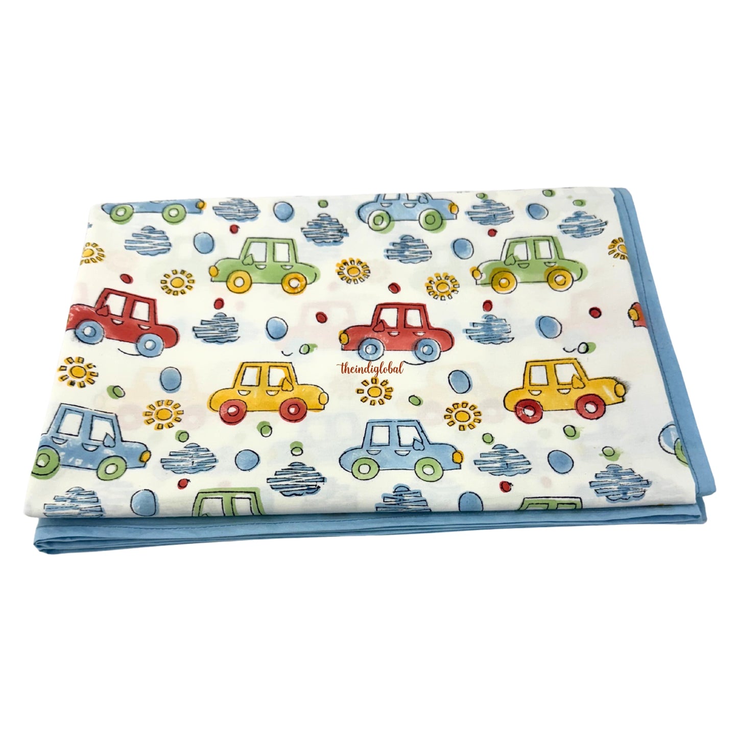 Handblock Cotton Kids Bedsheet Single Cars