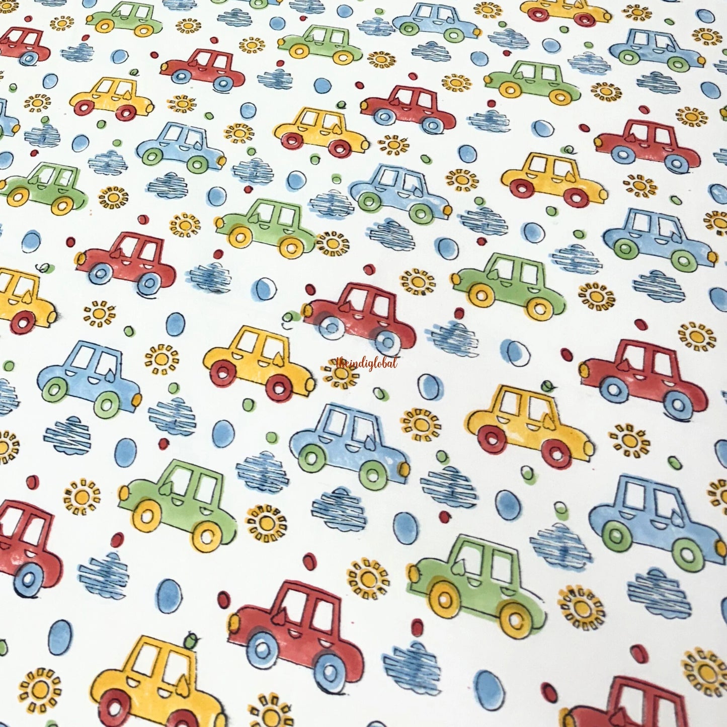Handblock Cotton Kids Bedsheet Single Cars