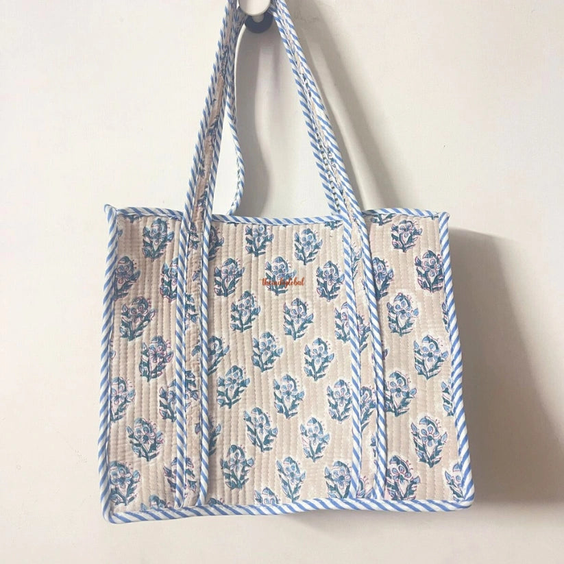 Mini Tote Bag with Zip Blue