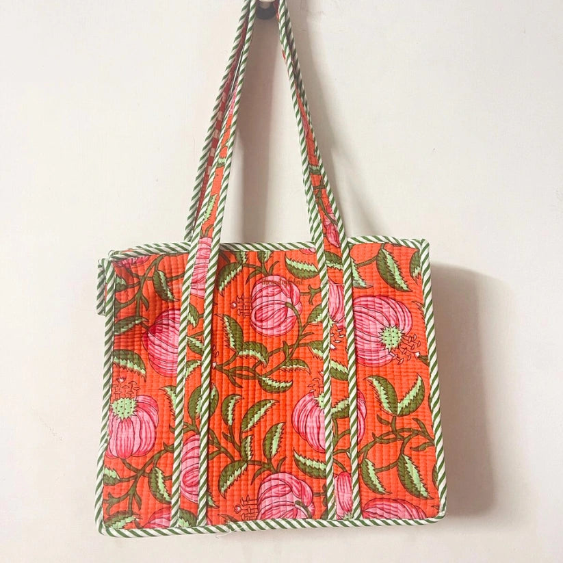 Mini Tote Bag with Zip Orange