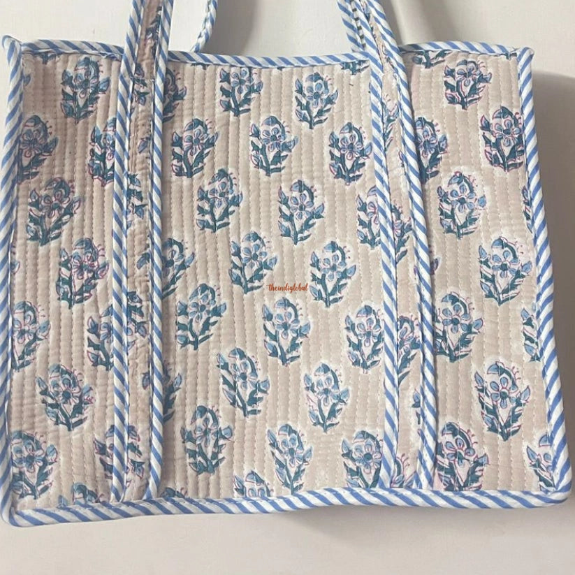 Mini Tote Bag with Zip Blue