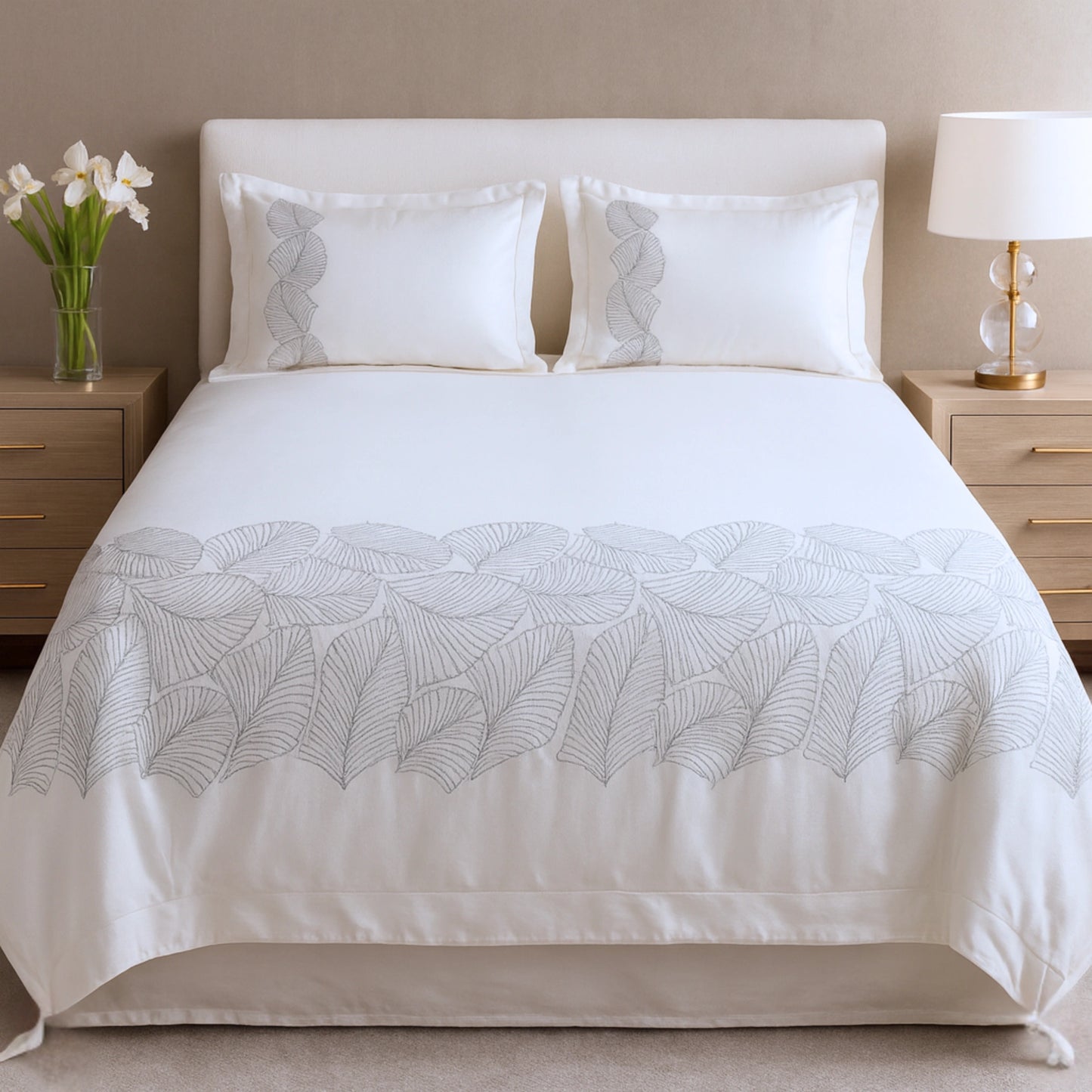 Grey Ultra Soft Hand-Embroidery cotton bedsheet