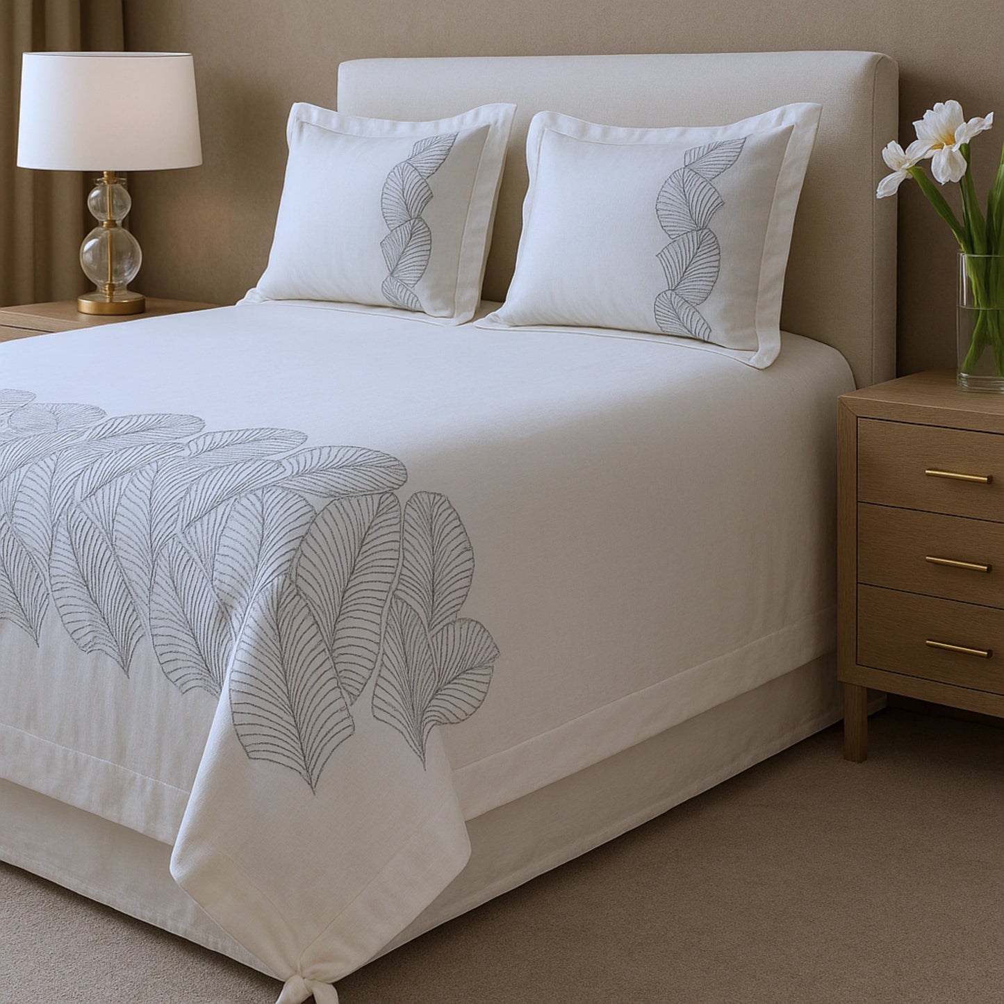 Grey Ultra Soft Hand-Embroidery cotton bedsheet