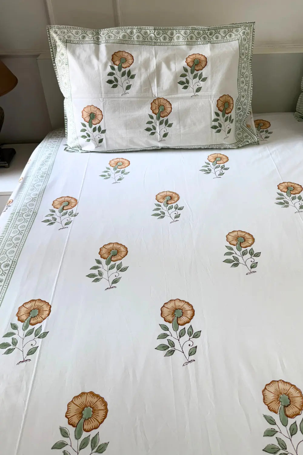 Ramya Hand Block Soft Cotton Bedsheet with 2 Pillow Covers 108*108 inches