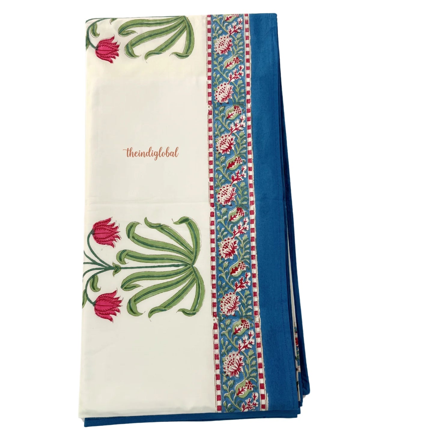 Ramya Hand Block Soft Cotton Bedsheet with 2 Pillow Covers 108*108 inches Holytulip