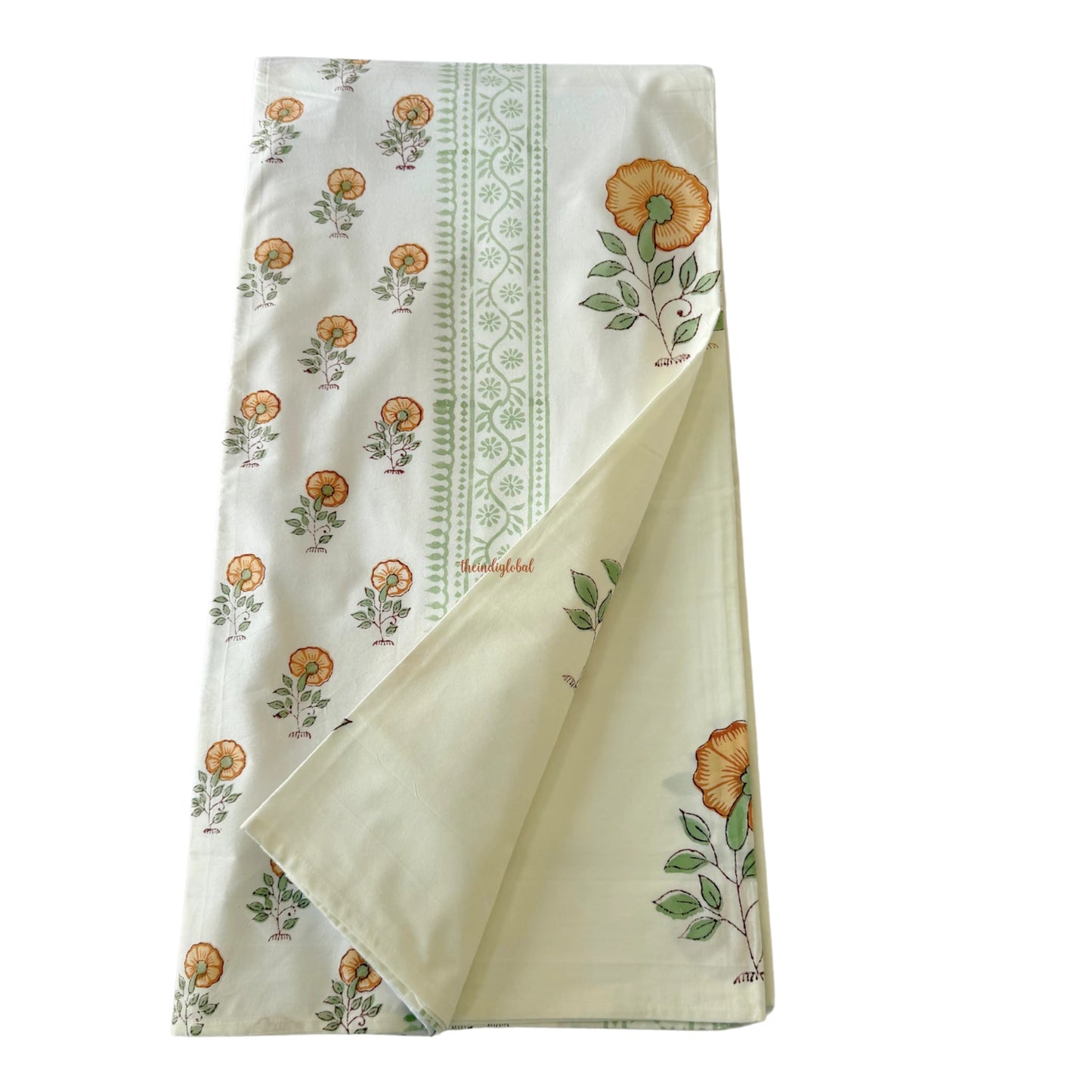 Ramya Hand Block Soft Cotton Bedsheet with 2 Pillow Covers 108*108 inches flower