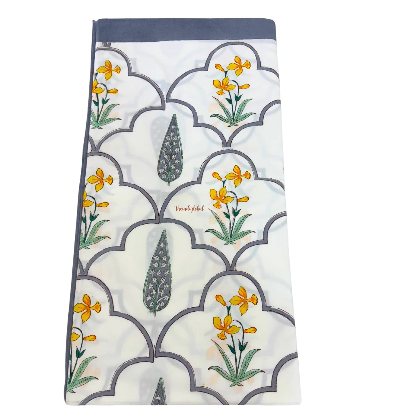 Ramya Hand Block Soft Cotton Bedsheet with 2 Pillow Covers Grey
