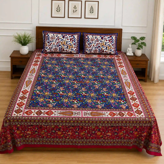 Red_Blue_Hand_Block_Print_Cotton_Bedsheet_with_Two_Pillow_Covers2