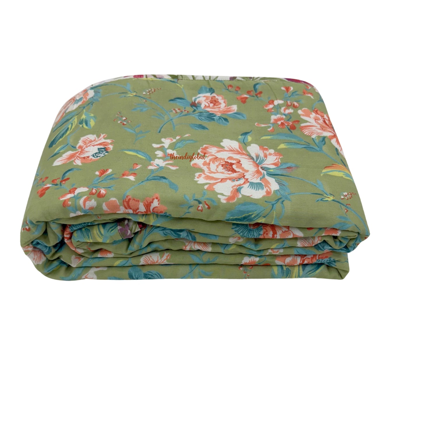 Utsav Reversible King Size Mulmul Dohar 210 TC Green