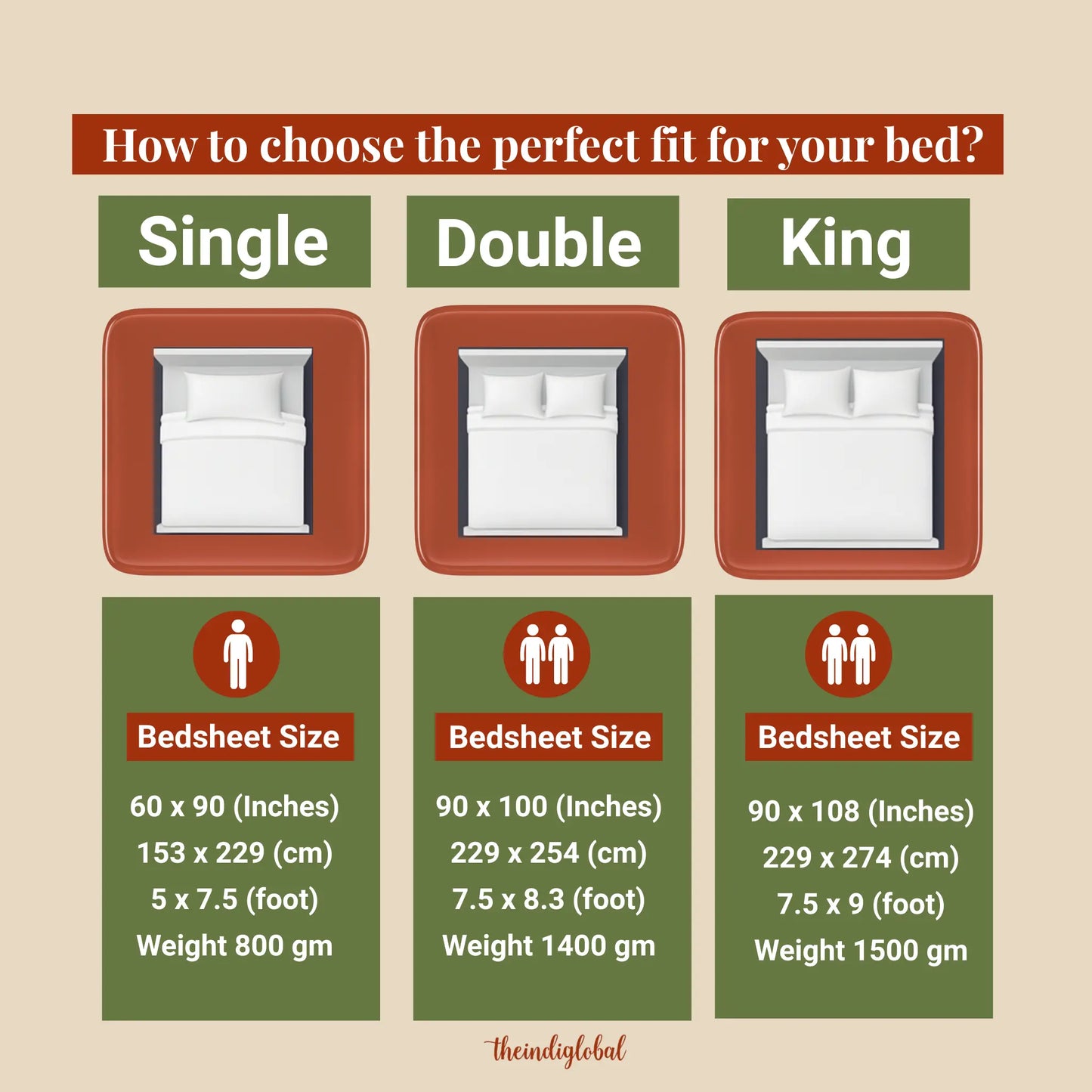 Handloom Cotton Bedsheet with Pillow Covers Brown