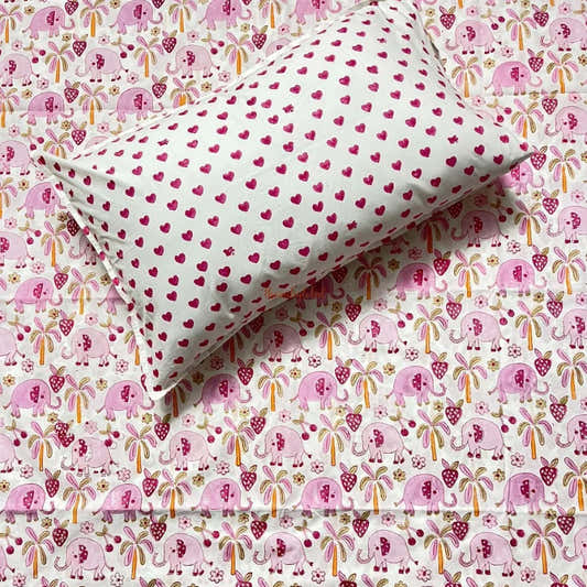 Handblock Soft Cotton Kids Bedsheet