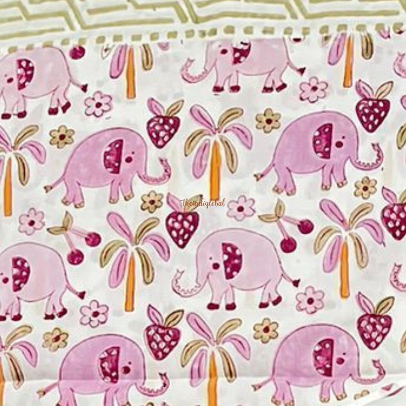 Handblock Soft Cotton Kids Bedsheet