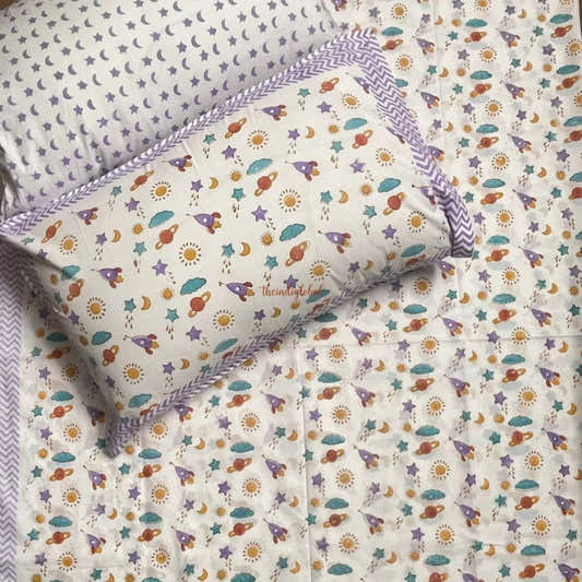 Handblock Soft Cotton Kids Bedsheet