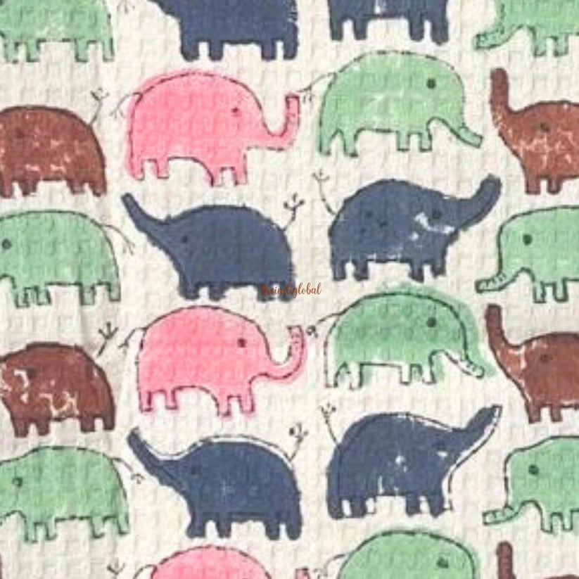 Hand Block Printed Kids Cotton Bath Towel Pink Blue