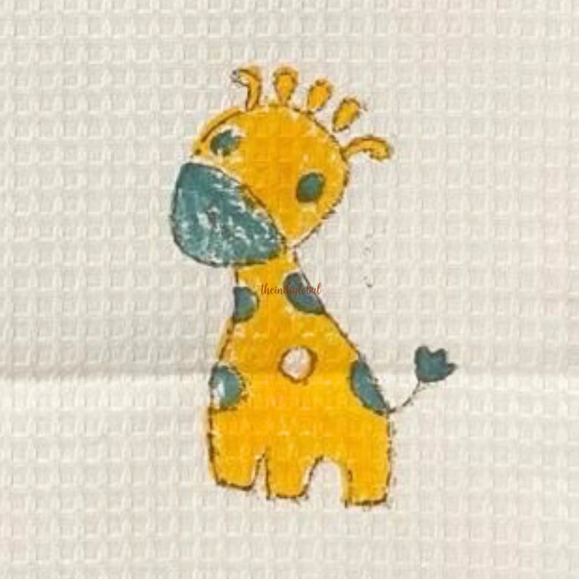 Hand Block Printed Kids Cotton Bath Towel Yellow