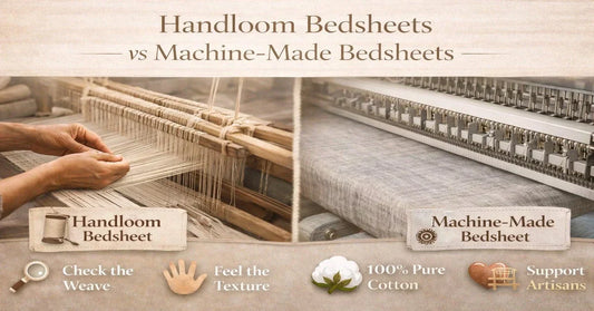How to identify authentic handloom bedsheets versus machine-made?