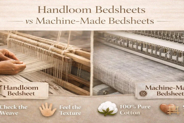 How to identify authentic handloom bedsheets versus machine-made?