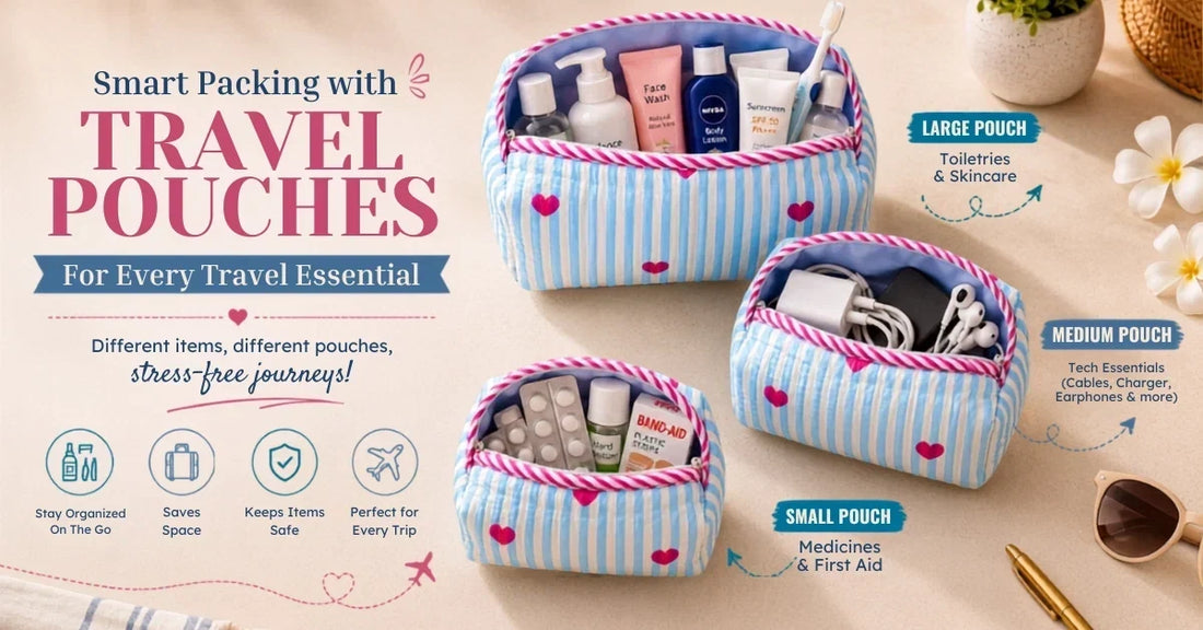 Types of travel pouches for different items