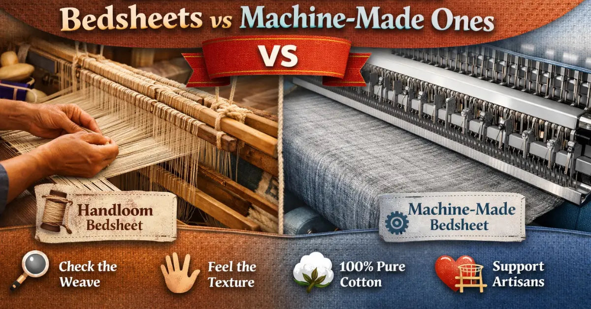 How to identify authentic handloom bedsheets versus machine-made?